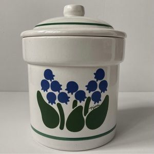 Vintage 1983 Treasure Craft Nina Blue Bells Ceramic Canister